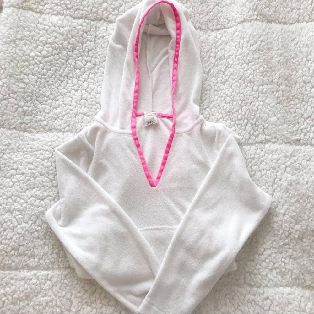 J Crew Crewcuts Girls Hooded Pink/White Coverup